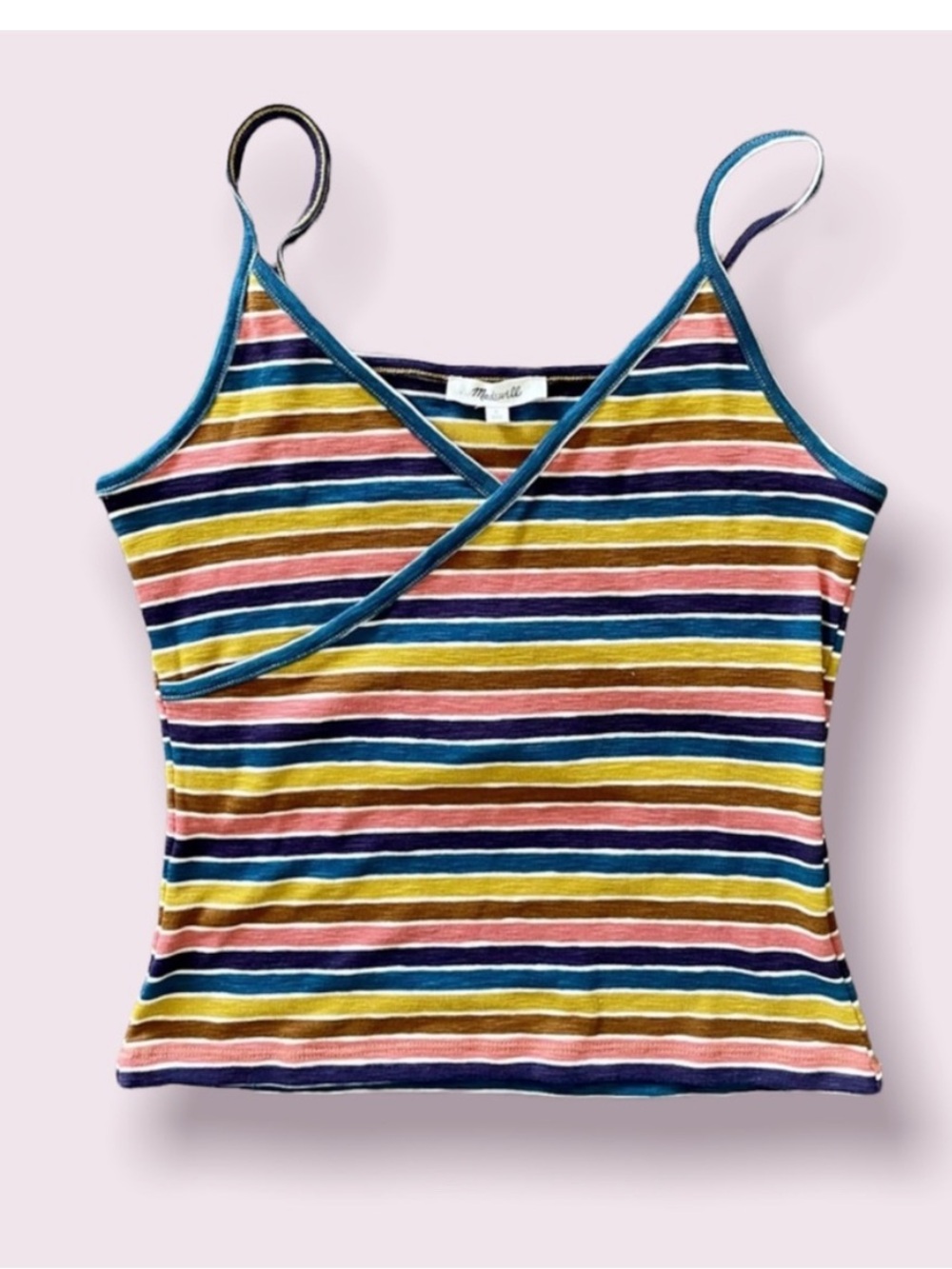 Striped V-Neck Cami Tank Top in Multi Color